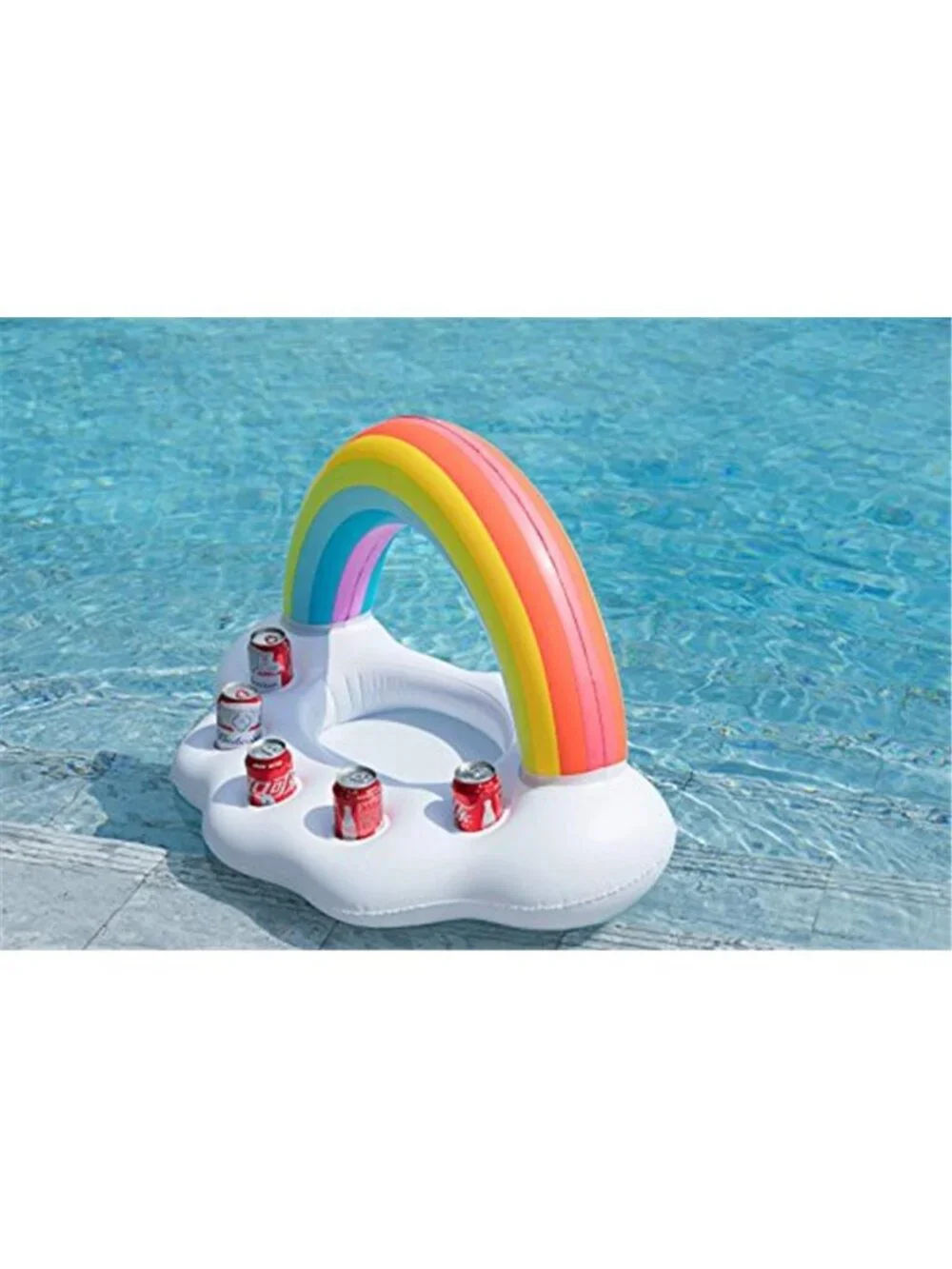 Inflatable Pool Float Drink Holder Rainbow Cloud Cup Holder Party Cooler Float